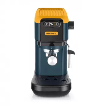 Ariete 1399 espressokeitin, jauheelle ja ESE-padeille, 1300 W, 1,1 l tilavuus, 15 baarin paine, suodattimet 1, 2 kupille ja ESE-padeille, cappuccino, keltainen