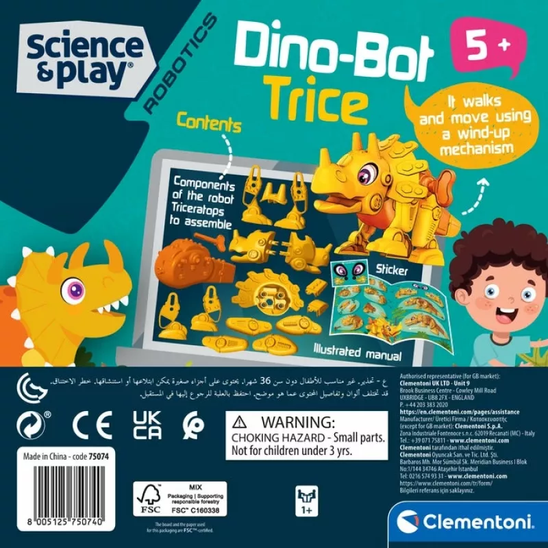 Clementoni Dino Bot Triceratops Junior, robottidinosaurus, 5 vuotta