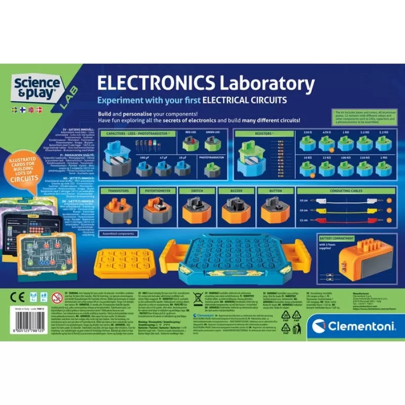 Clementoni Science & Play elektroniikkalaboratorio, koesarja, sähkö, 8 vuotta, eri värejä