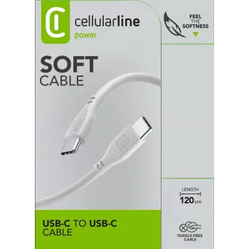 Cellularline Soft-kaapeli 120 cm - USB-C USB-C:hen soft-touch-kaapeli