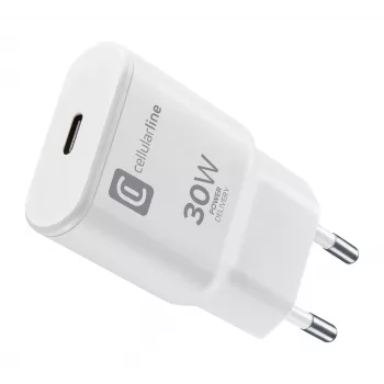 Cellularline GAN seinälaturi USB-C 30W PD USB-C 30W PD -seinälaturi GaN-teknologialla