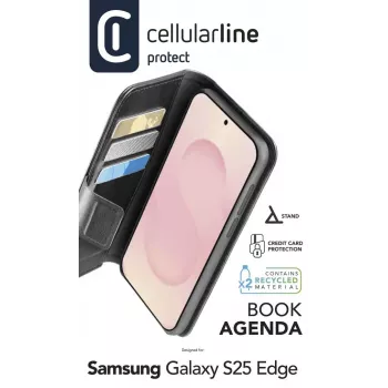 Cellularline Book Agenda Galaxy S25 Edge tekonahkainen kirjakotelo magneettisulkimella