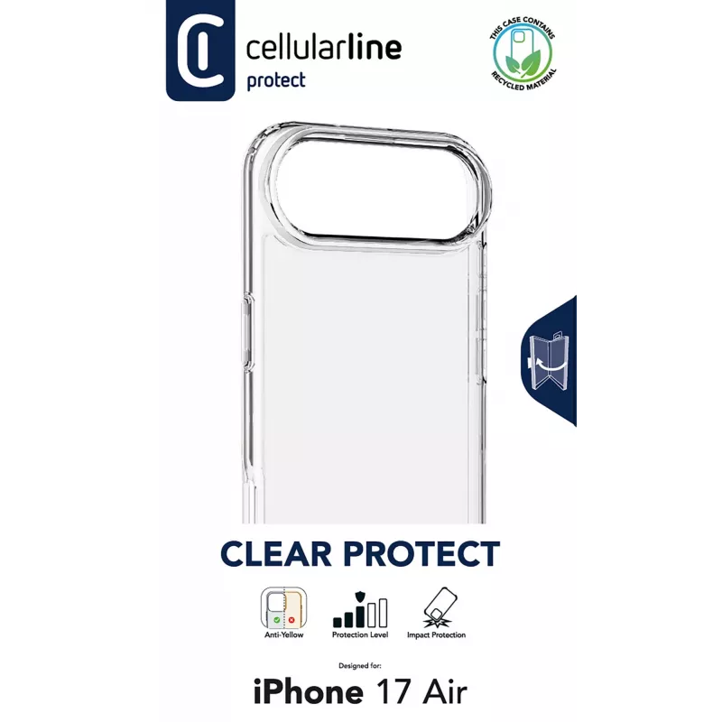 Cellularline Clear Protect - iPhone Air kova kuori kumireunoilla
