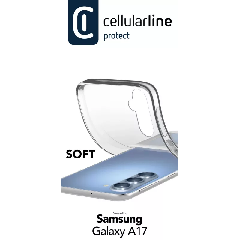 Cellularline Soft - Galaxy A17 pehmeä kumikuori, kuori, Samsung, Galaxy A17, 17 cm (6,7 tuumaa), läpinäkyvä