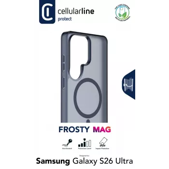Cellularline FROSTY MAG - Galaxy S26 Ultra puoliläpinäkyvä kuori mattapinnalla ja värillisillä reunoilla, yhteensopiva Qi2-ekosysteemin ja magneettisten lisävarusteiden kanssa Samsungille.