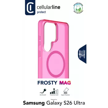 Cellularline FROSTY MAG - Galaxy S26 Ultra puoliläpinäkyvä kuori mattapinnalla ja värillisillä reunoilla, yhteensopiva Qi2-ekosysteemin ja magneettisten lisävarusteiden kanssa Samsungille.
