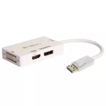 Techly IADAP DP-COMBOF3 videokaapeliadapteri DisplayPort DisplayPort + DVI + HDMI valkoinen