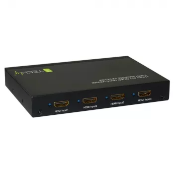 Techly HDMI 4x1 multiviewer saumattomalla kytkimellä, HDMI, metalli, musta, 60 Hz, 1080p, 2,25 Gbit/s