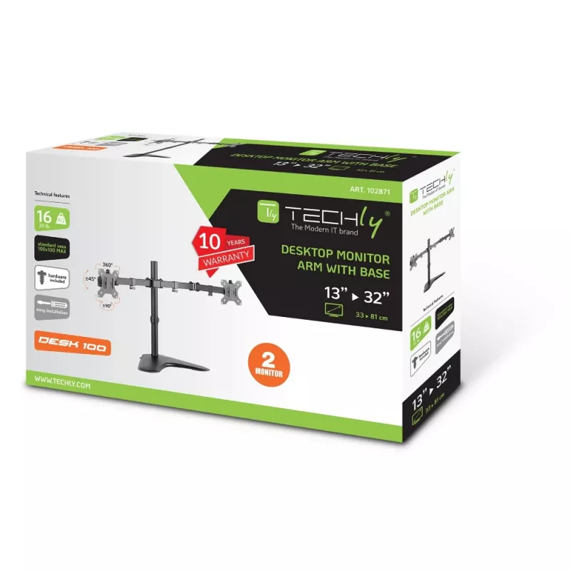 Techly ICA-LCD 2524 näyttöteline / -jalusta 81,3 cm (32 inch) pöytä musta