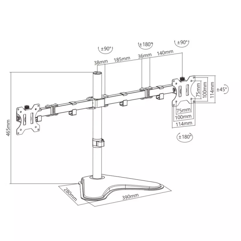 Techly ICA-LCD 2524 näyttöteline / -jalusta 81,3 cm (32 inch) pöytä musta
