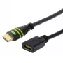 Techly HDMI High Speed Ethernetillä -jatkokaapeli 4K 60 Hz uros/naaras 5,0 m