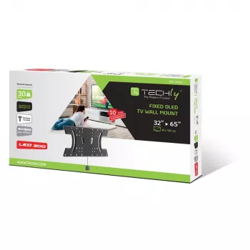 Techly ohut seinäteline OLED-TV 32-65 inch musta, 81,3 cm (32 inch), 165,1 cm (65 inch), 30 kg, 100 x 100 mm, 400 x 200 mm, musta