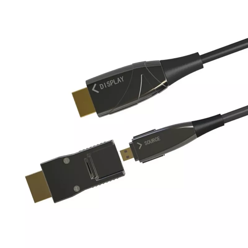 Techly HDMI A/A Micro HDMI AOC kuitu-kaapeli 4K 20 m, 20 m, HDMI Type-A (Standard), HDMI Type-D (Micro), 3D, 18 Gbit/s, musta
