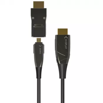 Techly HDMI A/A Micro HDMI AOC kuitu-kaapeli 4K 50 m, 50 m, HDMI Type-A (Standard), HDMI Type-D (Micro), 3D, 18 Gbit/s, musta