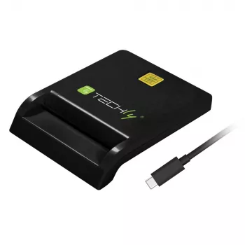 Techly kompakti älykortinlukija/-kirjoittaja USB-C™ valkoinen, USB 2.0, 1,5 m, musta, 102 g