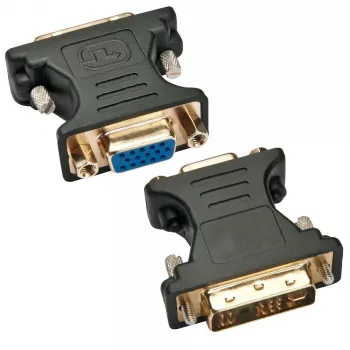 Techly DVI-uros/VGA-naaras analoginen videosovitin musta, DVI-A, VGA, musta