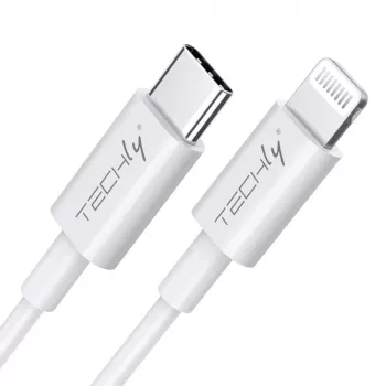 Techly lataus- ja synkronointikaapeli USB-C Lightning 1 m valkoinen