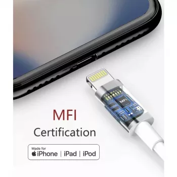 Techly lataus- ja synkronointikaapeli USB-C Lightning 1 m valkoinen
