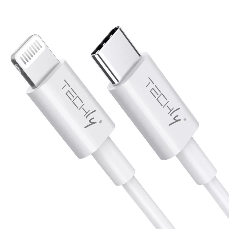 Techly lataus- ja synkronointikaapeli USB-C Lightning 1 m valkoinen