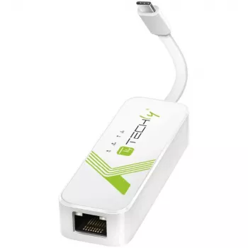 Techly USB 3.1 Type-C–RJ45 Gigabit Ethernet -sovitin, valkoinen