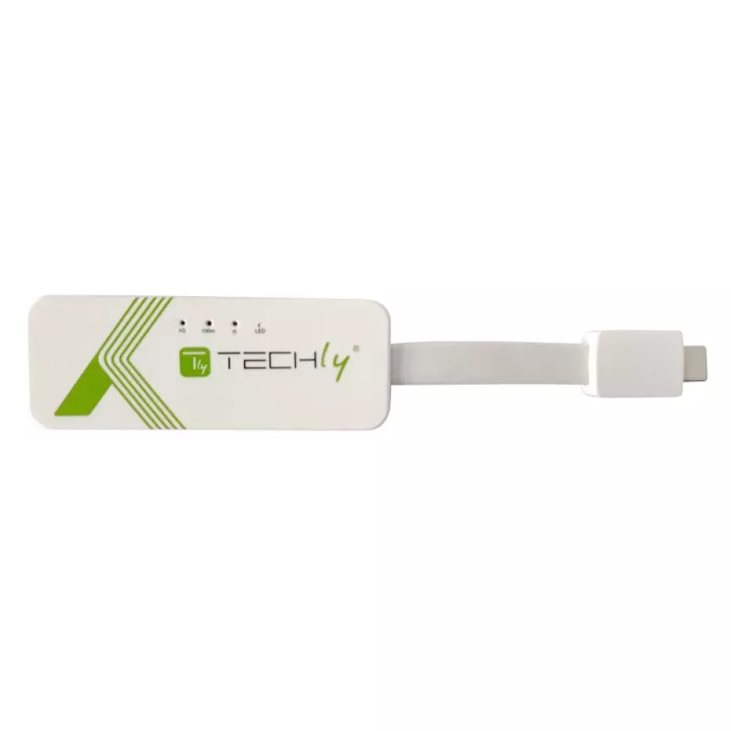 Techly USB 3.1 Type-C–RJ45 Gigabit Ethernet -sovitin, valkoinen