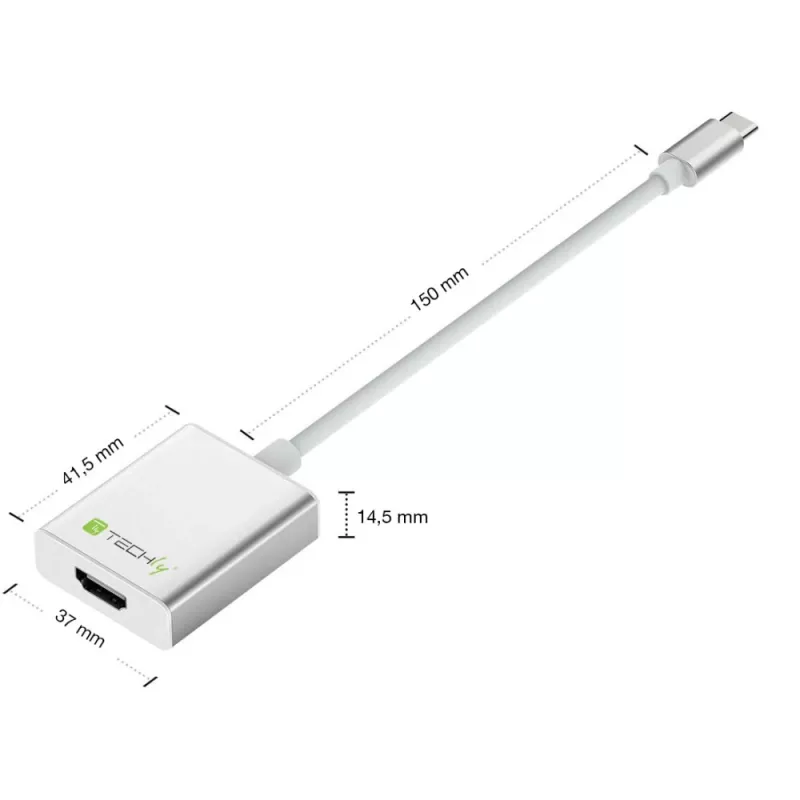 Techly muunninkaapeli sovitin USB 3.1 Type-C HDMI 1.4, 3.2 Gen 2 (3.1 Gen 2), USB Type-C, HDMI-lähtö