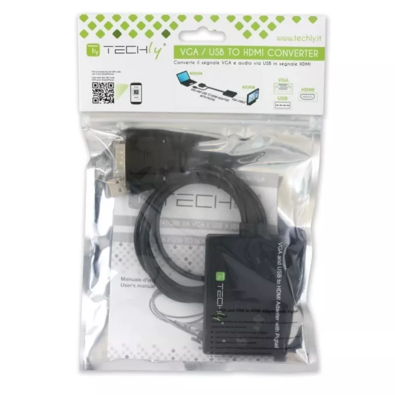 Techly kaapelimuunnin SVGA ja audio HDMI:ksi IDATA HDMI-VGA3