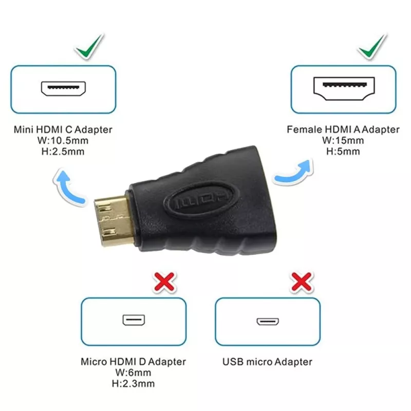 Techly HDMI - Mini HDMI Type-C -liitäntä/uros-adapteri IADAP HDMI-MC, Mini HDMI, HDMI, musta
