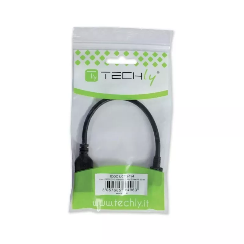 Techly USB2.0 OTG -kaapeli A-liitäntä / Micro-B-uros 0,2 m ICOC UOTG-194