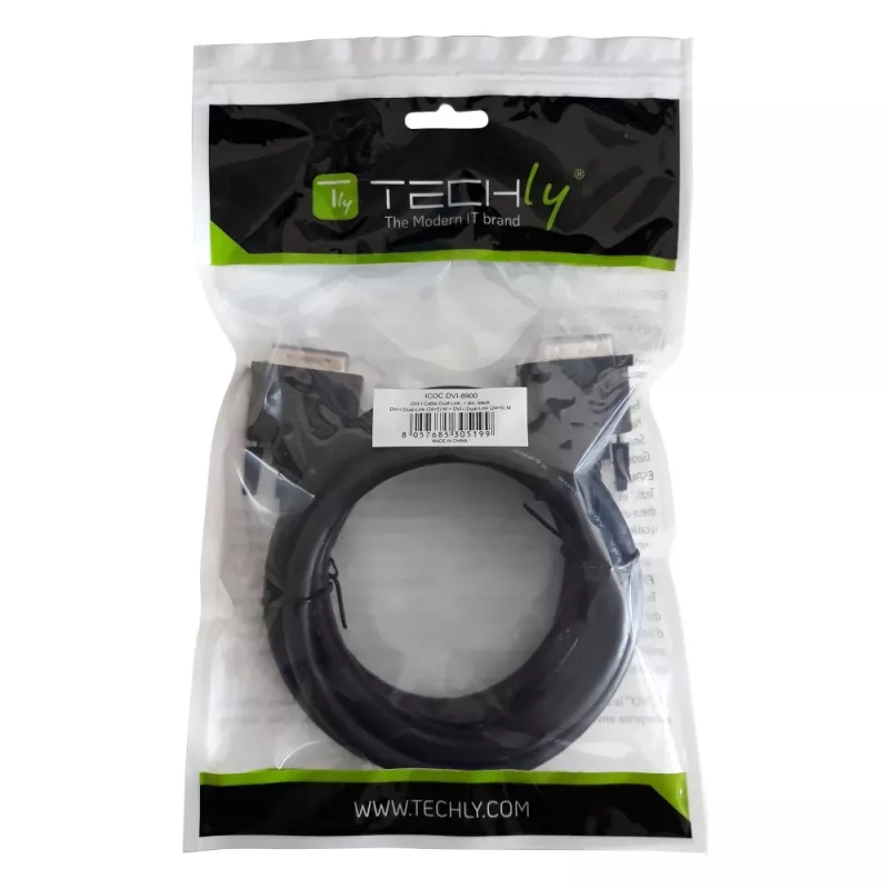 Techly monitorikaapeli DVI analoginen digitaalinen uros/uros Dual Link 1,8 m (DVI-I) ICOC DVI-8900