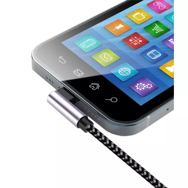 Techly kaapeli USB-C-uros 2.0 / USB-C-uros kulma 3A 1 m alumiini