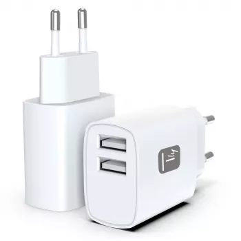 Techly IPW-USB-12W2A mobiililaite­laturi kuulokkeet, kannettava kaiutin, varavirtalähde, älypuhelin, tabletti valkoinen AC sisäkäyttöön