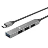 Techly IUSB32-HUB4C-3U2SLS kannettavan telakointiasema/porttitoistin johdollinen USB 3.2 Gen 1 (3.1 Gen 1) Type-C harmaa