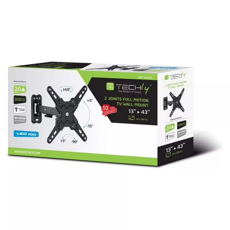 Techly ICA-LCD 421 TV-seinäteline/teline 106,7 cm (42 tuumaa) musta