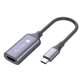 Techly I-USB-VIDEO-C4K videokaapeli-sovitin HDMI Type-A (standardi) USB Type-C hopea