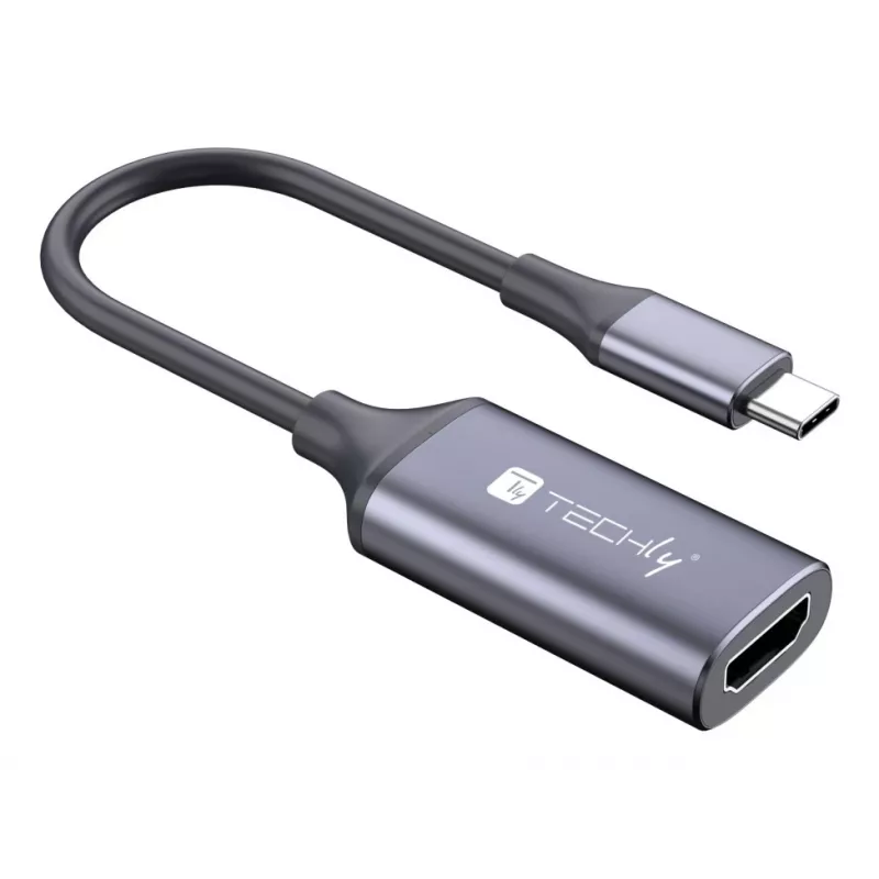Techly I-USB-VIDEO-C4K videokaapeli-sovitin HDMI Type-A (standardi) USB Type-C hopea
