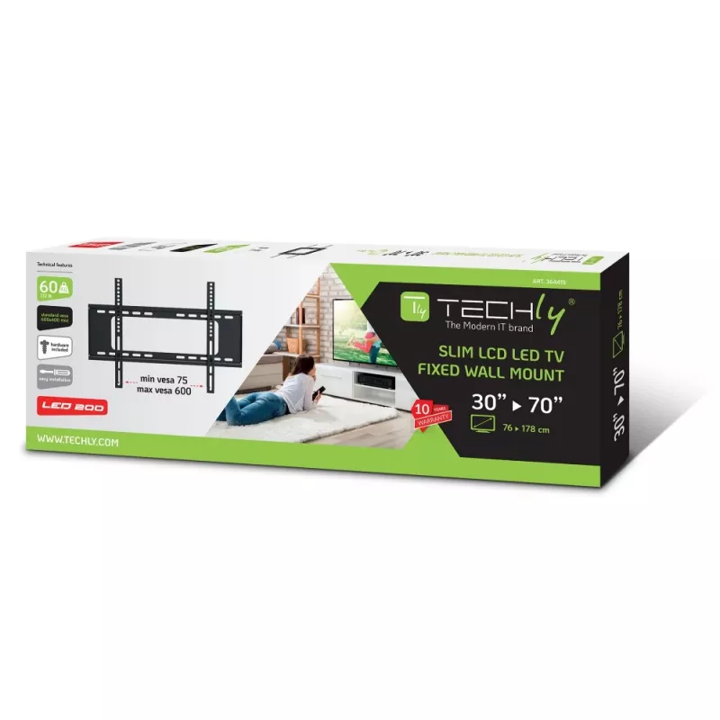 Techly ICA-PLB 262L TV-seinäteline 177,8 cm (70 tuumaa) musta