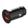 Techly Mini-autolaturi 2 porttia USB-A Quick Charge 3.0 36W musta metalli