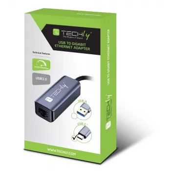 Techly IDATA USB-ETGIGA-CA kannettavan telakointiasema/porttitoistin johdollinen USB 3.2 Gen 1 (3.1 Gen 1) Type-C musta, hopea