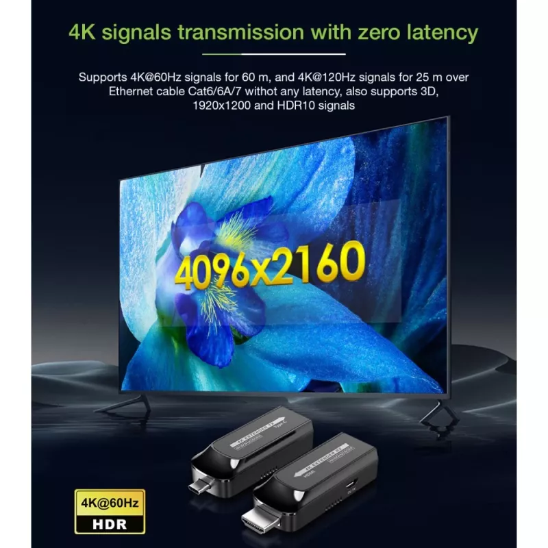 Techly IDATA EXT-600HC AV-jatko AV-lähetin ja -vastaanotin musta