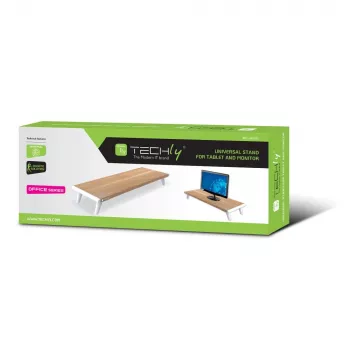 Techly ICA-MS 389 monitoriteline/jalusta työpöytä valkoinen, puu