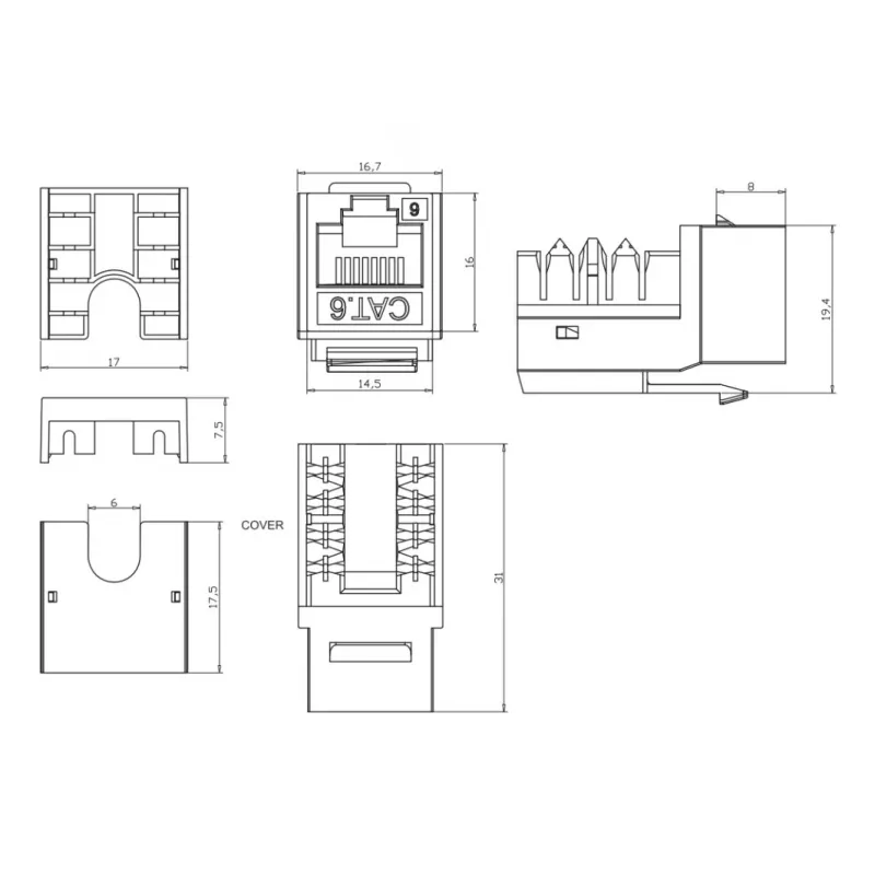Techly IWP-KIT-C6U90 keystone-moduuli