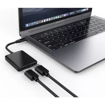 Techly IADAP USBC-HDMI2T4K videokaapeli-sovitin 0,15 m USB Type-C 2 x HDMI musta