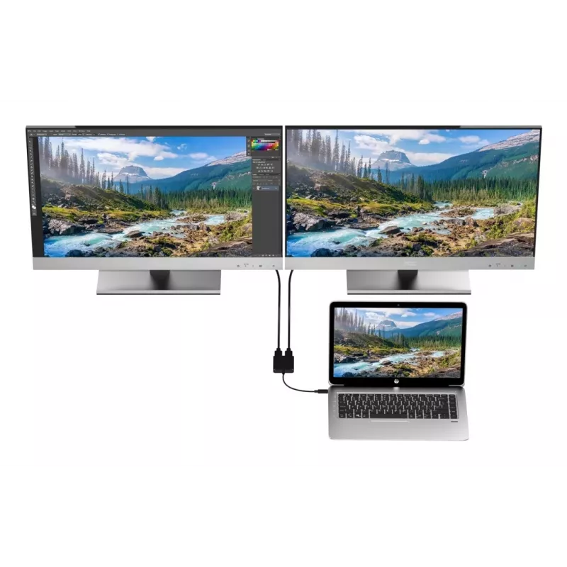 Techly IADAP USBC-HDMI2T4K videokaapeli-sovitin 0,15 m USB Type-C 2 x HDMI musta