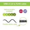 Techly ICOC-U3A-RJ45-030 USB 3.0 Type-A–Gigabit Ethernet -sovitinkaapeli, 3 m, musta/hopea