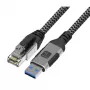 Techly ICOC-U3A-RJ45-050 USB 3.0 Type-A–Gigabit Ethernet -sovitinkaapeli, 5 m, musta/hopea