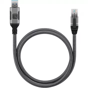 Techly ICOC-U3A-RJ45-050 USB 3.0 Type-A–Gigabit Ethernet -sovitinkaapeli, 5 m, musta/hopea