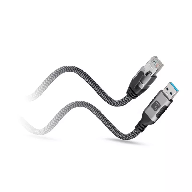 Techly ICOC-U3A-RJ45-050 USB 3.0 Type-A–Gigabit Ethernet -sovitinkaapeli, 5 m, musta/hopea