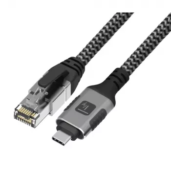 Techly ICOC U3C-RJ45-020 verkkokaapeli hopea, musta 2 m Cat6 F/UTP (FTP)