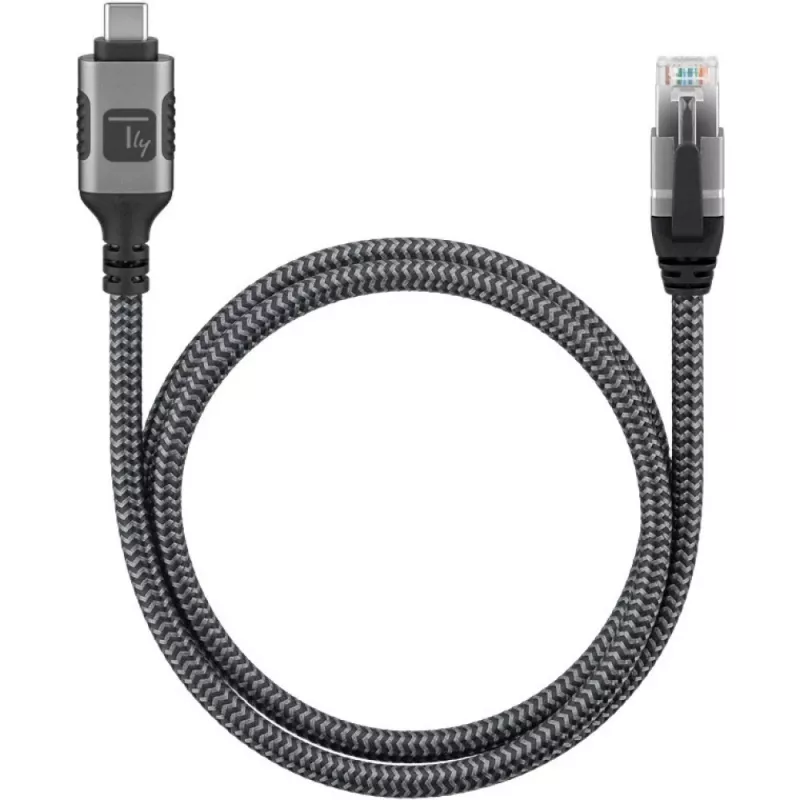Techly ICOC U3C-RJ45-020 verkkokaapeli hopea, musta 2 m Cat6 F/UTP (FTP)